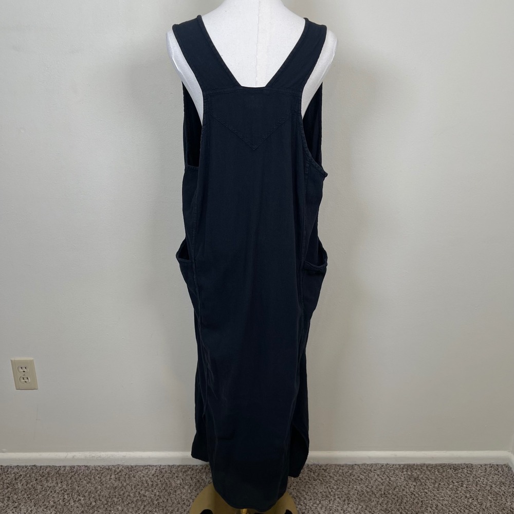Vintage El Huarache Button Front Maxi Dress Womens L Black Cotton Boho Pockets - Picture 7 of 10